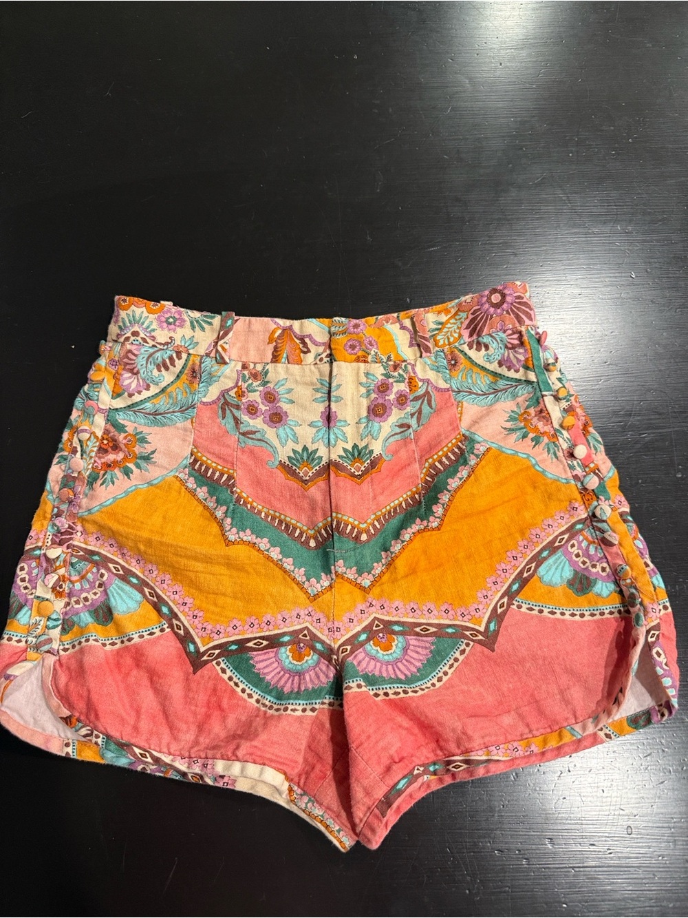 Zara High-Waist Printed Linen Shorts